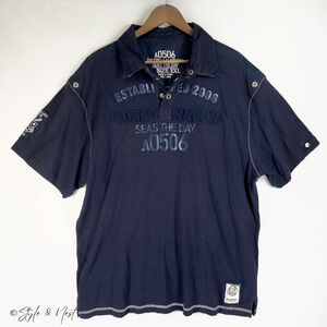 Vintage Parish Nation "Seas The Day" Patchwork Nautical Polo Preppy Size 3XL